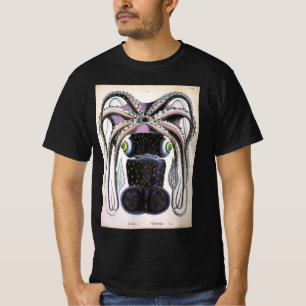 Riesiger Tintenfisch oder Oktopus, altes Meerestie T-Shirt
