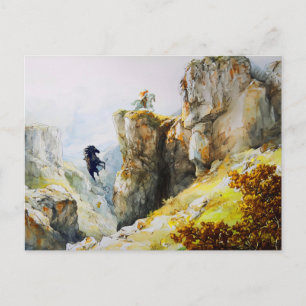 Riesiger Wasserfall Bodo Rosstrappe Legende Aquare Postkarte