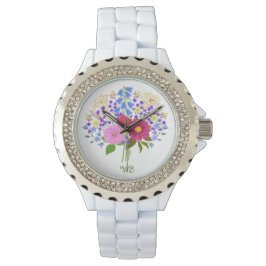 Riesiger Zweifarben-Blumenstrauss Armbanduhr