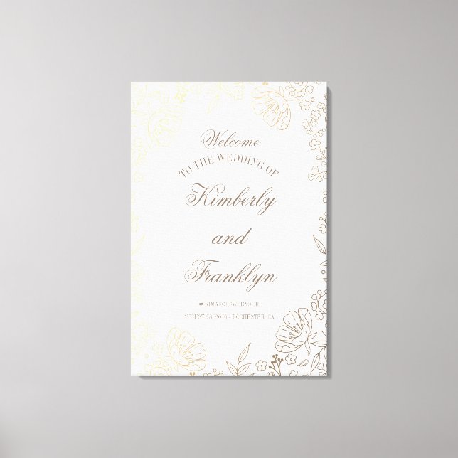 Riesiges Blumen Golden Wedding Willkommenszeichen Leinwanddruck (Vorderseite)