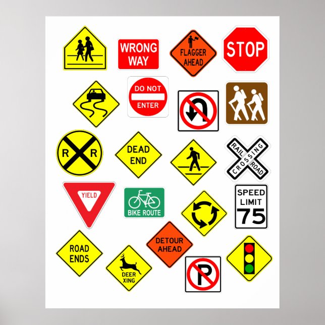Riesiges Classic 21 Item Road Sign Poster (Vorne)