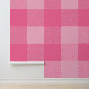 Riesiges Französisch Rosa Büffel Karo Tapete