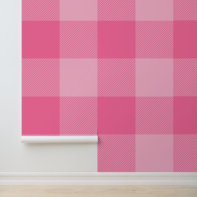 Riesiges französisches Pink Buffalo Kariert Tapete (Anwendung)