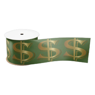 Riesiges goldenes Dollar-Zeichen Satinband