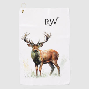Riesiges Hirsch-Geweih-Monogramm Golfhandtuch