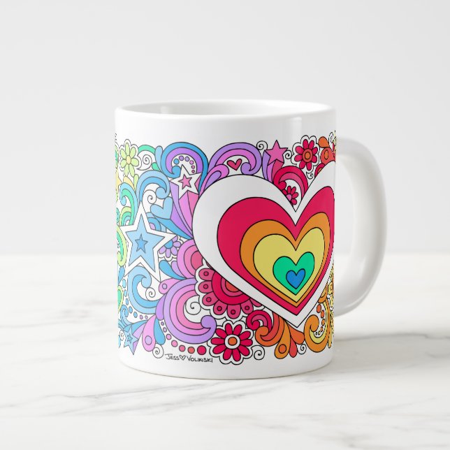 RIESIGES psychedelisches Groovy Friedenszeichen u. Jumbo-Tasse (Vorderseite Rechts)