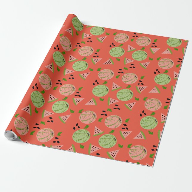 Riesiges Watermelon und Slices Art Pattern Geschenkpapier (Ungerollt)
