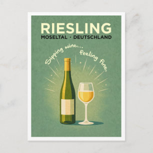 Riesling Moseltal Deutschland Grüne Vintage-Reise- Postkarte