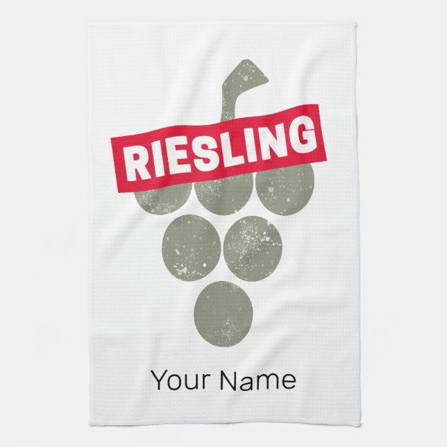 Riesling Wein Vintag Wein Drinker Traubendesign Geschirrtuch (Vertikal)