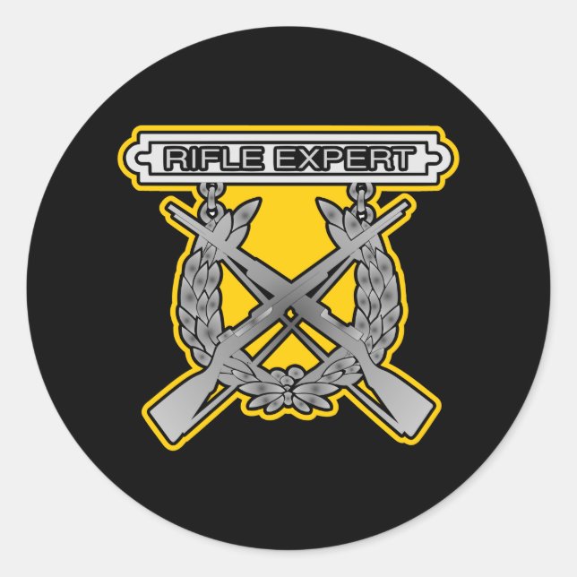 Rife Experte USMC Black Runder Aufkleber (Vorderseite)