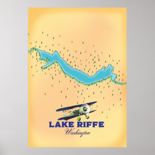 Riffe Lake Washington Karte Poster