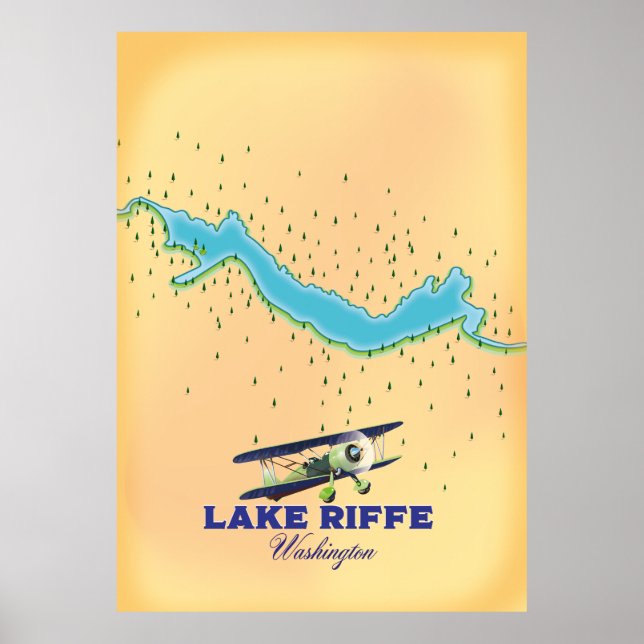 Riffe Lake Washington Map Poster (Vorne)