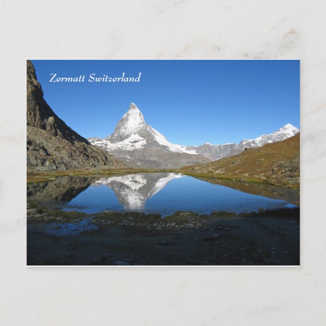 Riffelsee Matterhorn Zermatt Schweizer Alpen Postkarte (Vorderseite)