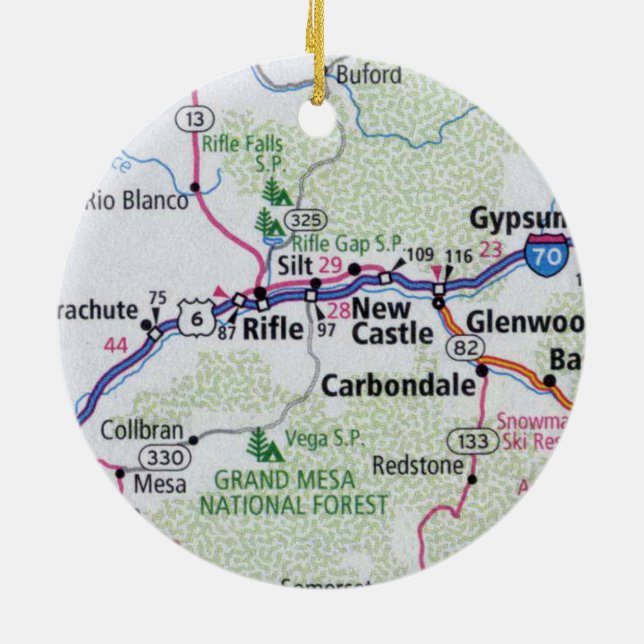 Rifle Colorado Karte Keramik Ornament (Hinten)
