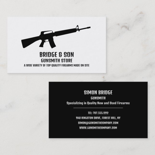 Rifle Silhouette, Gunsmith, Gunstore Visitenkarte (Vorne/Hinten)