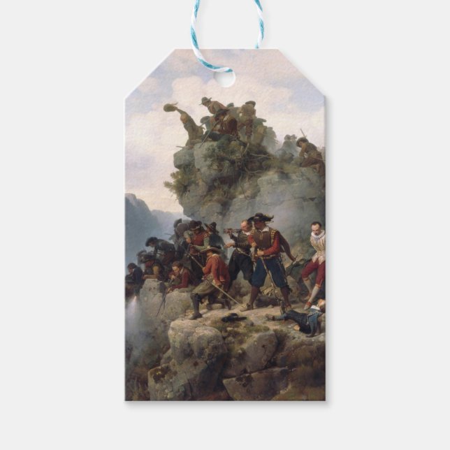 Riflemen verteidigen einen Bergpass (Karl Lessing) Geschenkanhänger (Vorderseite)
