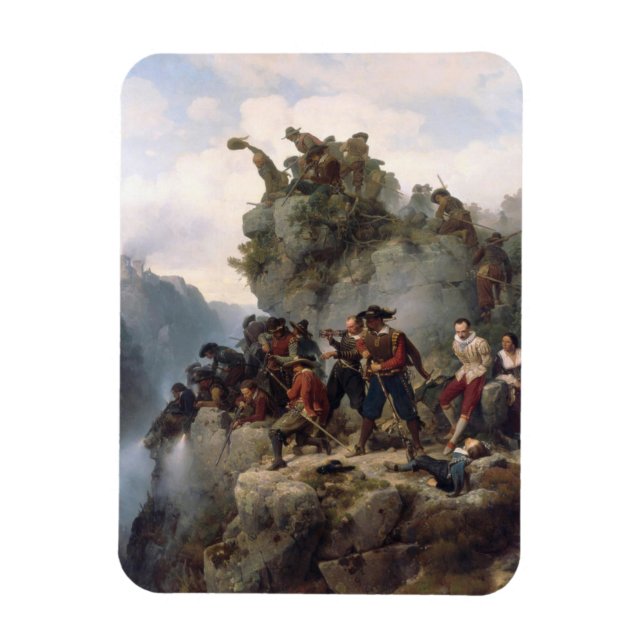 Riflemen verteidigen einen Bergpass (Karl Lessing) Magnet (Vertikal)