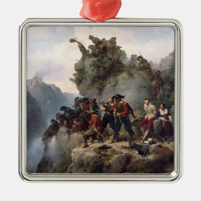 Riflemen verteidigen einen Bergpass (Karl Lessing) Ornament Aus Metall (Vorne)
