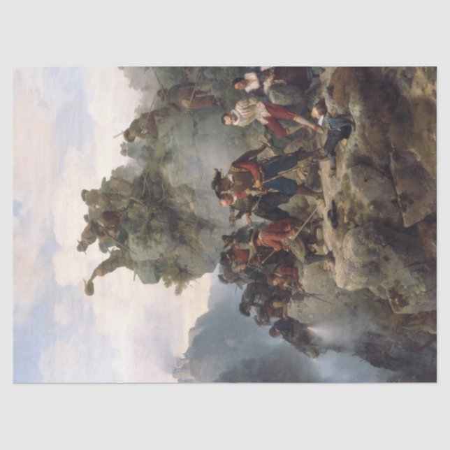 Riflemen verteidigen einen Bergpass (Karl Lessing) Seidenpapier (Vorderseite)