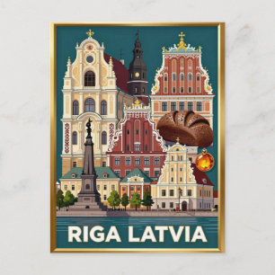 Riga Art Nouveau Baltisches Reisen Postkarte