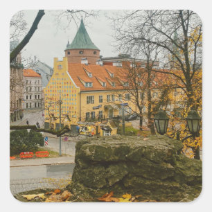 Riga im Herbst Quadratischer Aufkleber