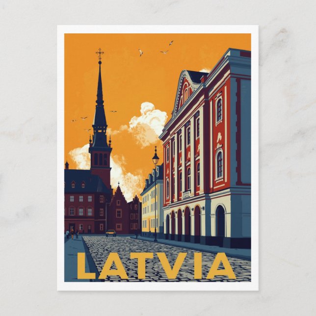 Riga Lettland Altstadt Retro Postkarte (Vorderseite)