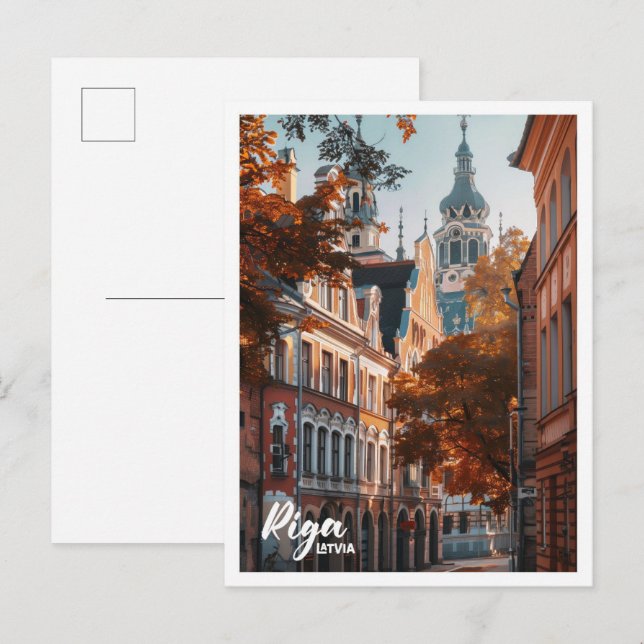 Riga Lettland Kunst, Dichtung und Musik Postkarte (Vorne/Hinten)