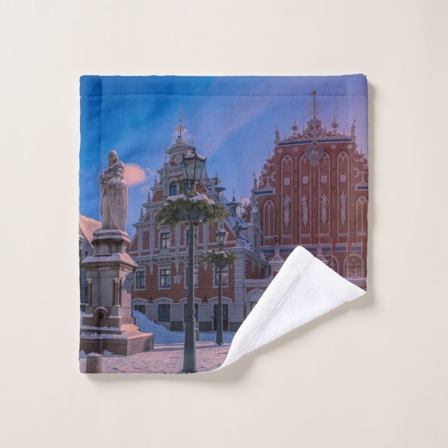 Riga Rathausplatz im Winter Canvas Print Waschlappen (Waschlappen)