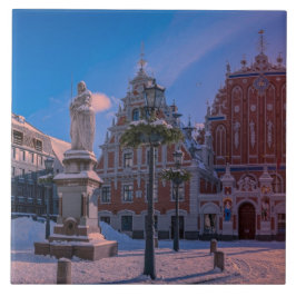 Riga Rathausplatz im Winter Keramik Tile Fliese