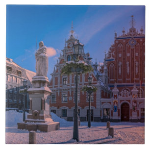 Riga Rathausplatz im Winter Keramik Tile Fliese
