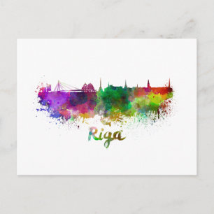 Riga skyline im Watercolor Postkarte