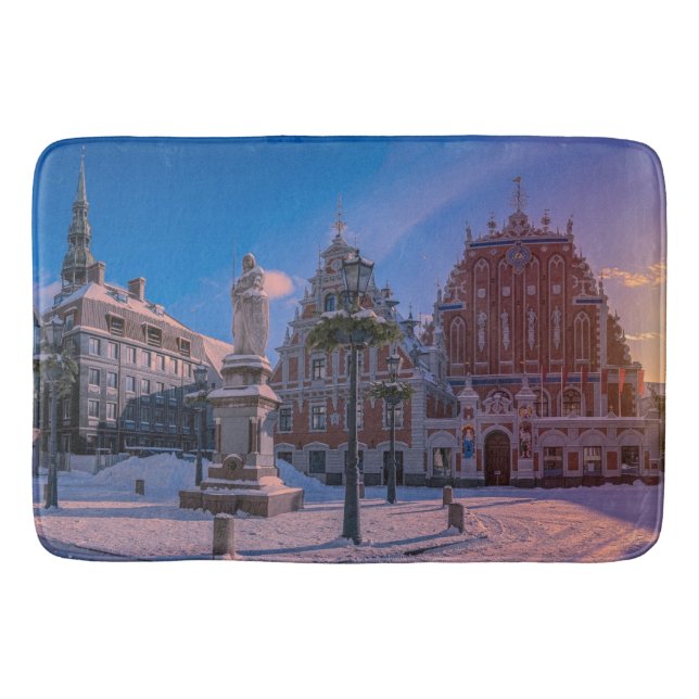 Riga Town Hall Platz im Winter Badematte (Vorderseite)