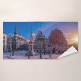 Riga Town Hall Platz im Winter Badhandtuch Set