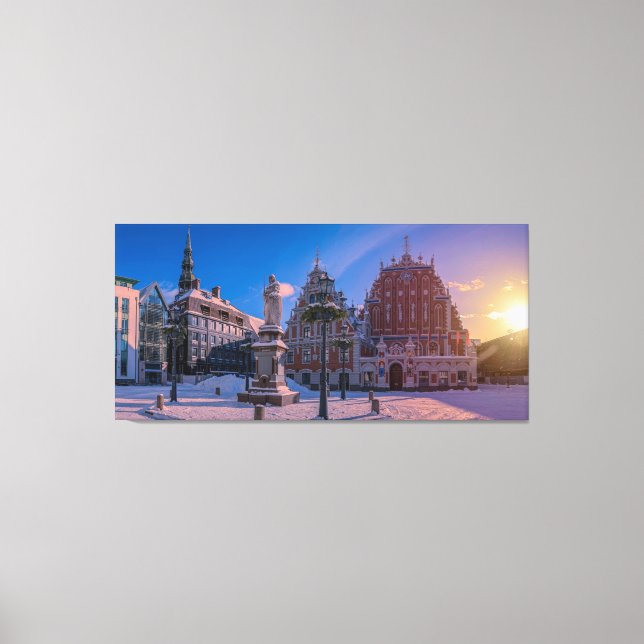 Riga Town Hall Platz im Winter Leinwanddruck (Vorderseite)