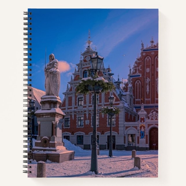 Riga Town Hall Platz im Winter Notizbuch (Vorderseite)