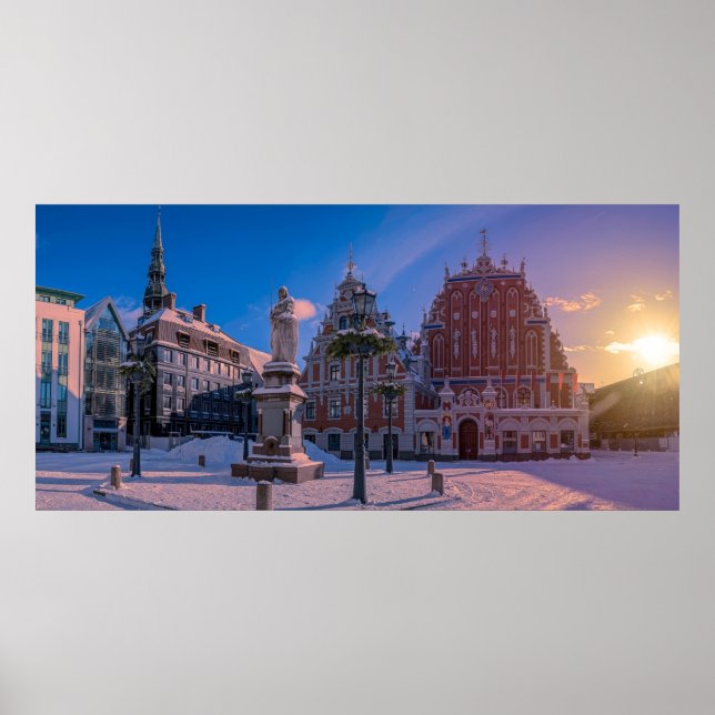 Riga Town Hall Platz im Winter Poster (Vorne)