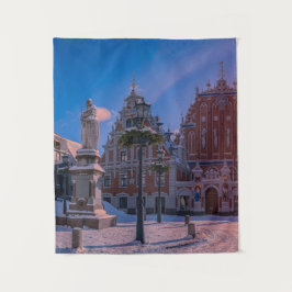 Riga Town Hall Platz im Winter Wandteppich