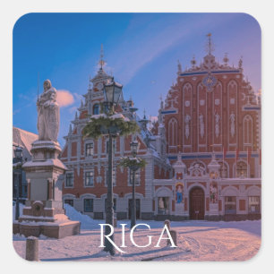 Riga Town Hall Square im Winter Square Sticker