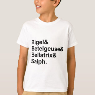 Rigel Betelgeuse Bellatrix Saiph Sterne von Orio T-Shirt