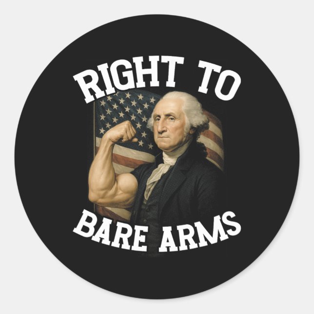 Right To Bare Arms Funny July 4th  Runder Aufkleber (Vorderseite)