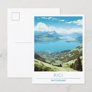 Rigi Schweiz Kunst Vintage Reise Postkarte