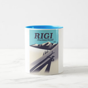 Rigi Schweiz Skireiseplakat Zweifarbige Tasse