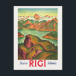Rigi Switzerland Vintage Poster 1933 Postkarte<br><div class="desc">Vintage Reiseplakat aus Rigi, Schweiz. Veröffentlicht 1933. Bitte beachten Sie, dass unsere Plakate hochwertige Reproduktionen sind, die auf beruflichen, hochauflösenden Scans der Originale basieren. Bei unserem manuellen Retuschierprozess werden keine Filter verwendet, die originale Details oder Texturen entfernen, die Sie im Original sehen können. Alle Details bleiben unberührt. Farben korrigiert. Unvollkommenheiten...</div>