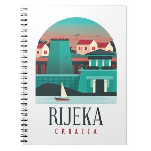 Rijeka Croatia Vintag Minimal Foto Magnet Notizblock