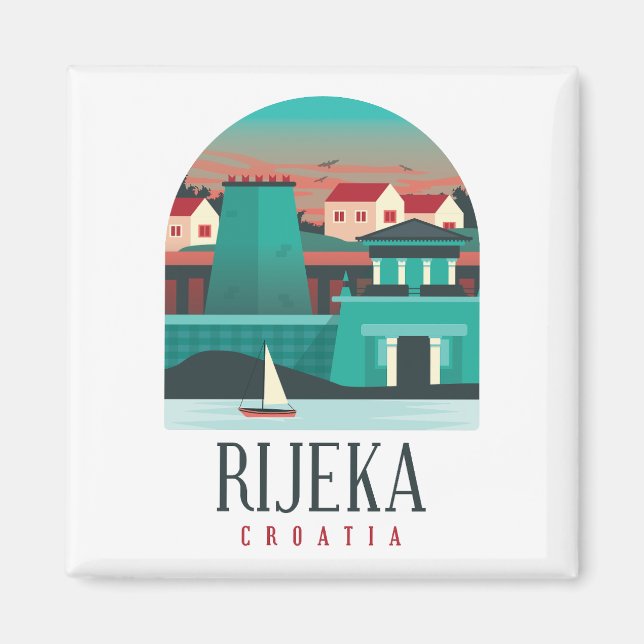 Rijeka Croatia Vintag Minimal Magnet (Vorne)