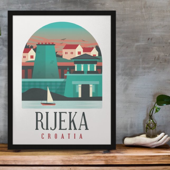 Rijeka Croatie Poster minimal Vintage (Rijeka Croatia Vintage Travel Poster)