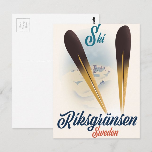 Riksgränsen Schweden Skitotoart Postkarte (Vorne/Hinten)
