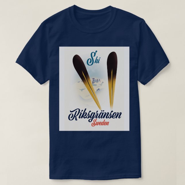 Riksgrnsen Schweden Skiposter T-Shirt (Design vorne)