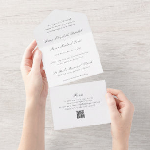 Riley Black and White Elegante Wedding All In One Einladung