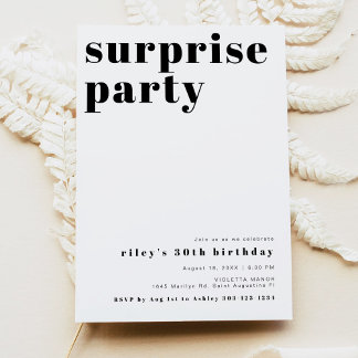 RILEY Bold Contemporary Surprise Birthday Party Einladung